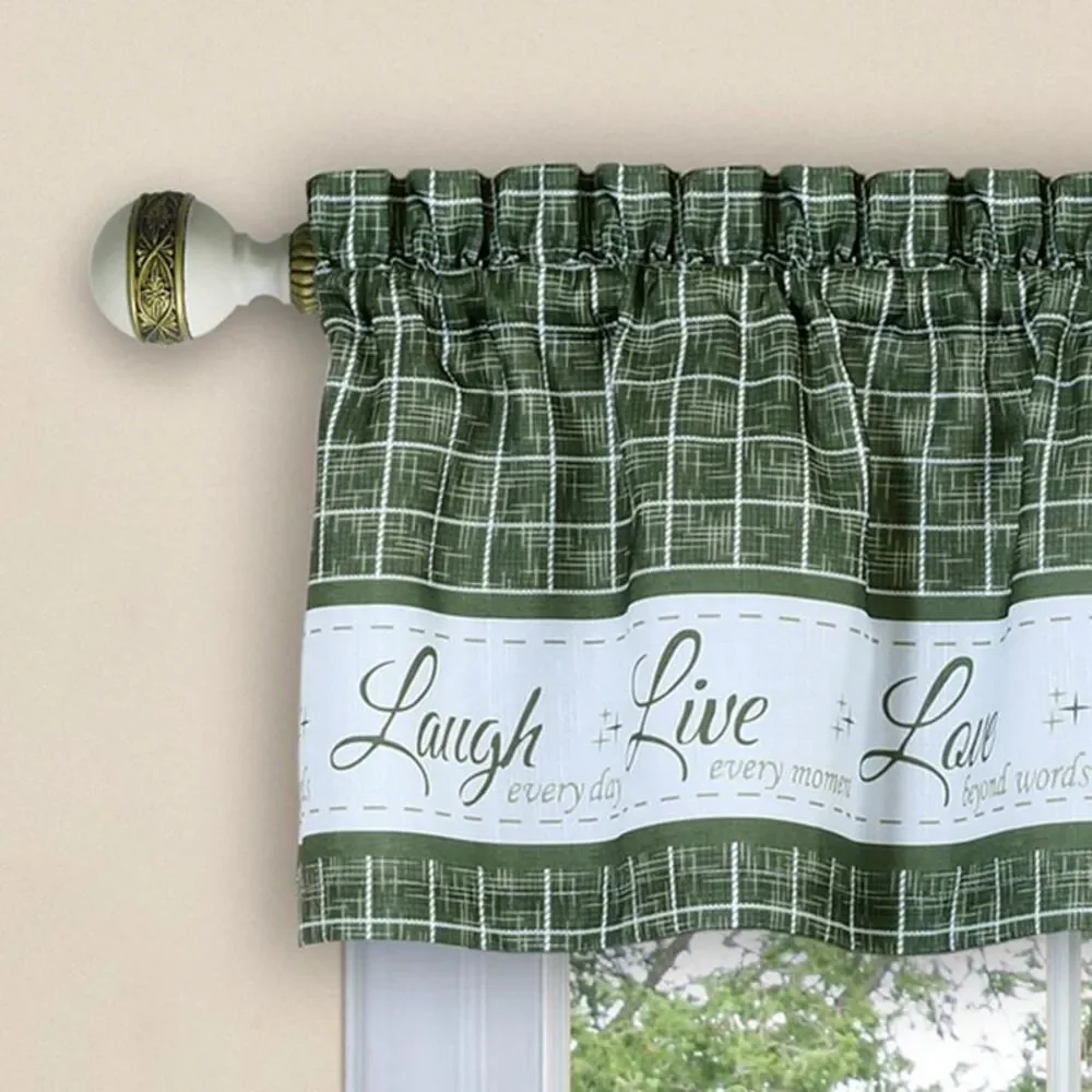 PowerSellerUSA Live, Laugh, Love 3-Piece Kitchen Curtains and Valance Set,